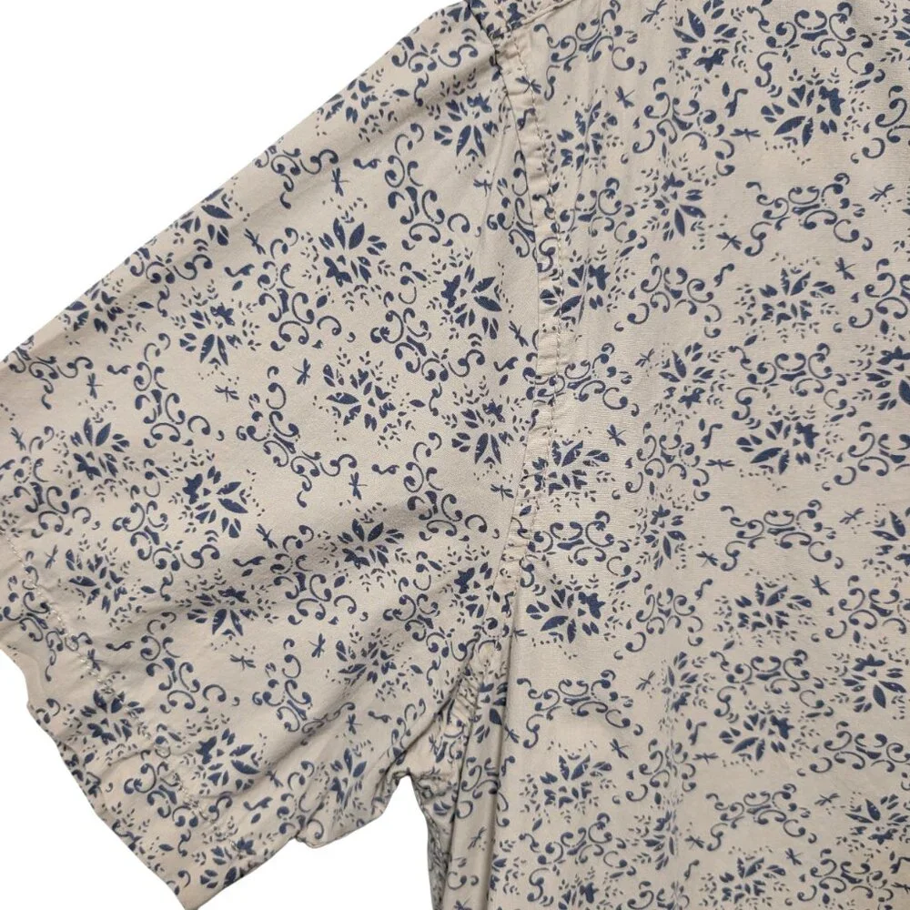 Christian Audigier Mens Size L White Blue Abstract Floral S/S Button Up Shirt - Picture 5 of 11